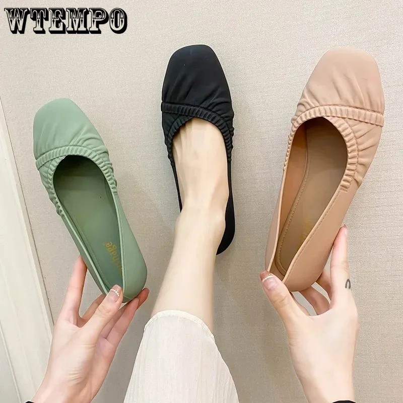 

Soft Sole Sandals Antiskid Shallow Slip-on Square Toe Work Shoes Women's Simple Casual Commuting Korean Fashion Spring Autumn