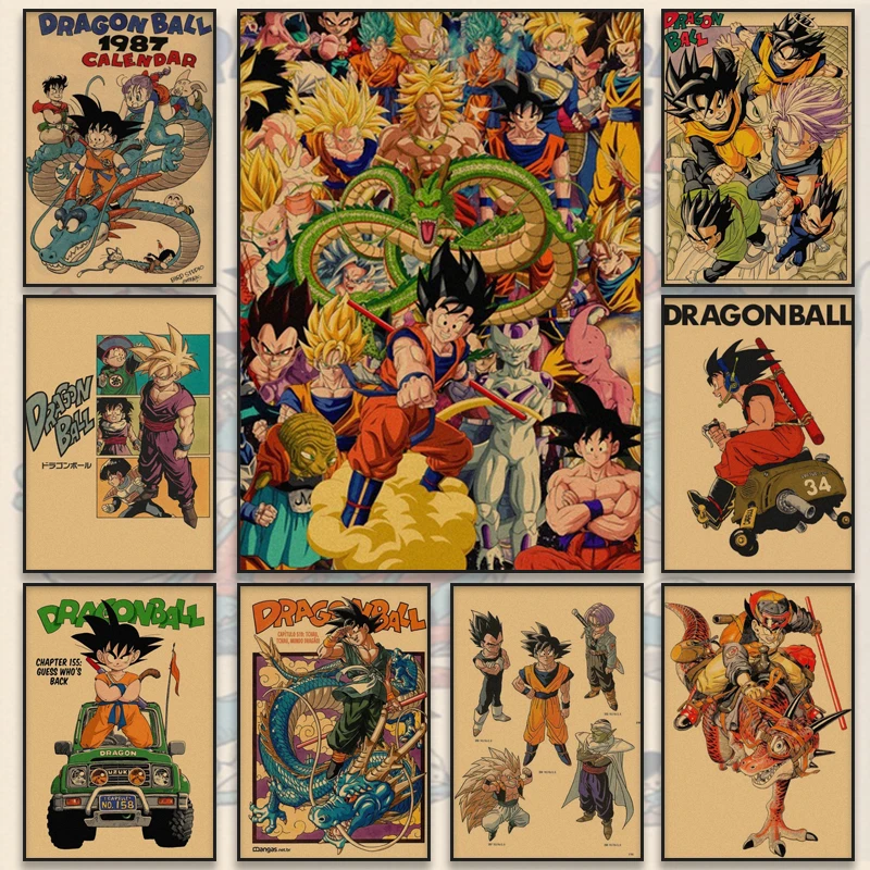 

Vintage Dragon Ball Canvas Painting Goku Vegeta Retro Character Poster Picture Wall Art Prints Suitable for Kids Room Wall Decor