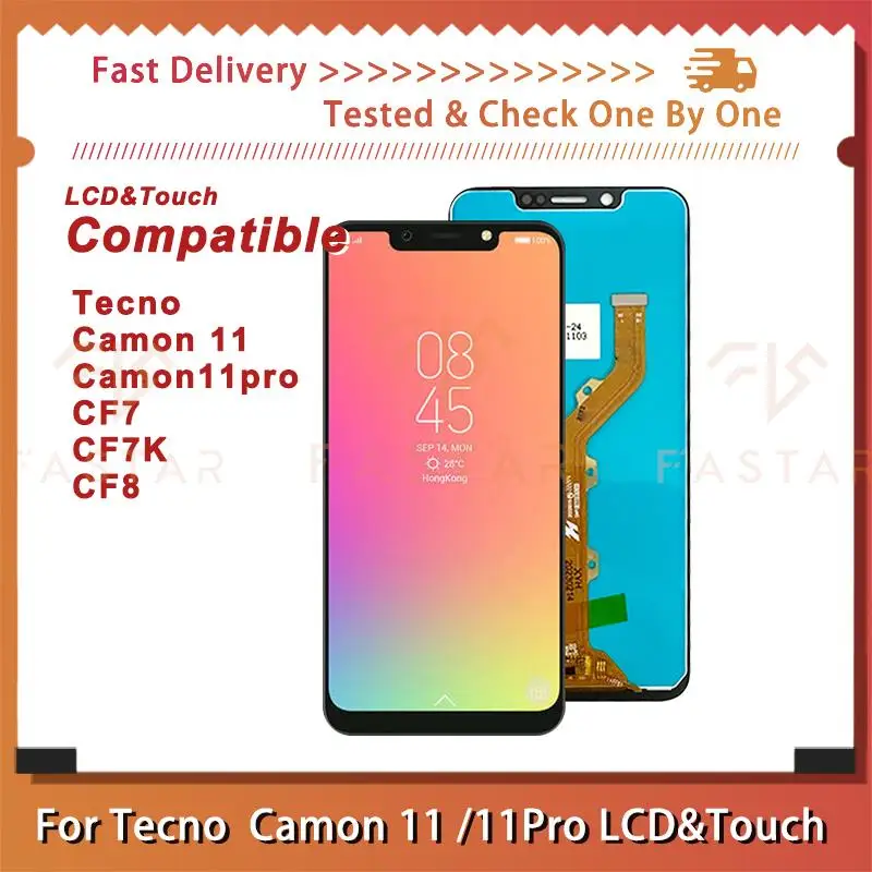 ЖК-дисплей 6,2 дюйма для Tecno Camon11 /11pro CF7 CF7K CF8, дисплей с сенсорным дигитайзером в сборе, Ремонтный экран телефона CF7, камера 11, ЖК-дисплей