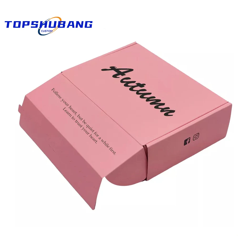 

Customized Printed Cardboard Mailing Carton Subscription Packing Products Custom Pink Mailer Packaging Paper Boxes With Logo