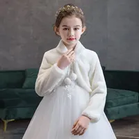 Thicken Plush Bolero Shrug Princess White Faux Fur Coat Shoulder Cape Wedding Dress Shawl Wraps Stole Warm Short  Winter Jacket