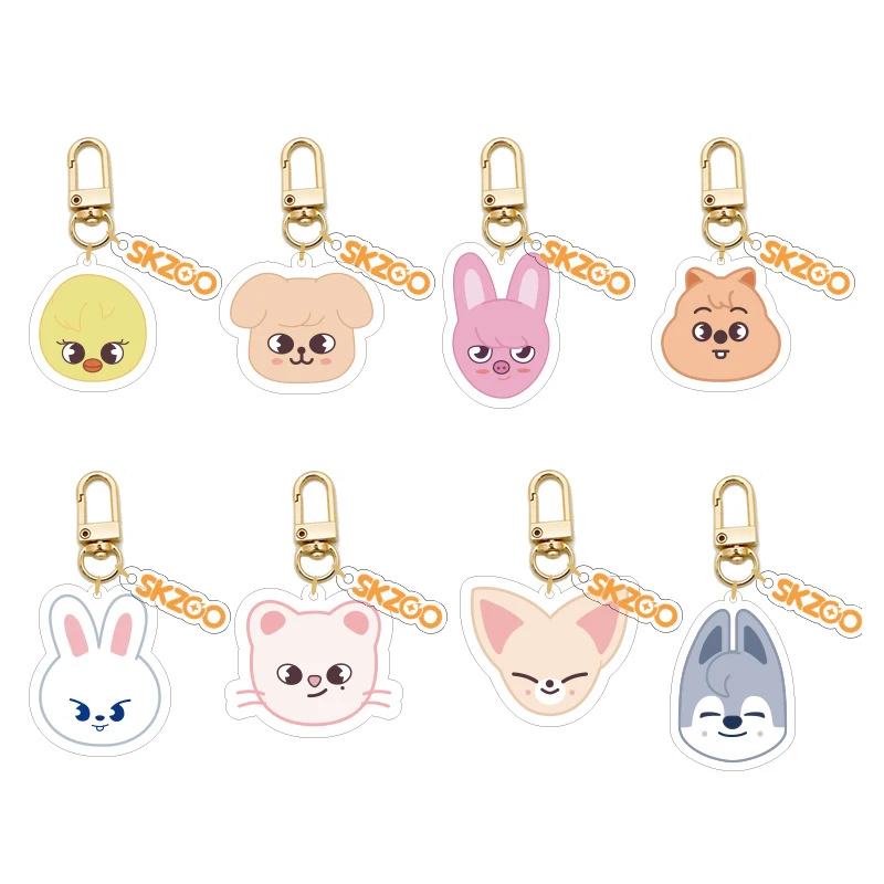 

korean fashion Stray Kids cute cartoon skzoo animals keychain keyring acrylic kawaii car key holder pendant for women men keyfob
