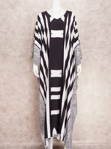 2023 Инди-фолк в полоску, длинный кафтан больших размеров, повседневное летнее платье макси с v-образным вырезом, женская одежда, пляжная одежда, купальный костюм, накидка A1055