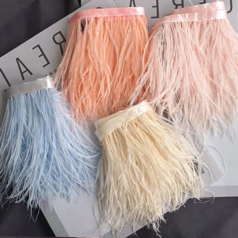 

High Quality Ostrich Feathers Trim 8-10CM 1/5/10 Meter Ribbon for DIY Wedding Party Clothing Sewing Crafts Accessories Wholesale