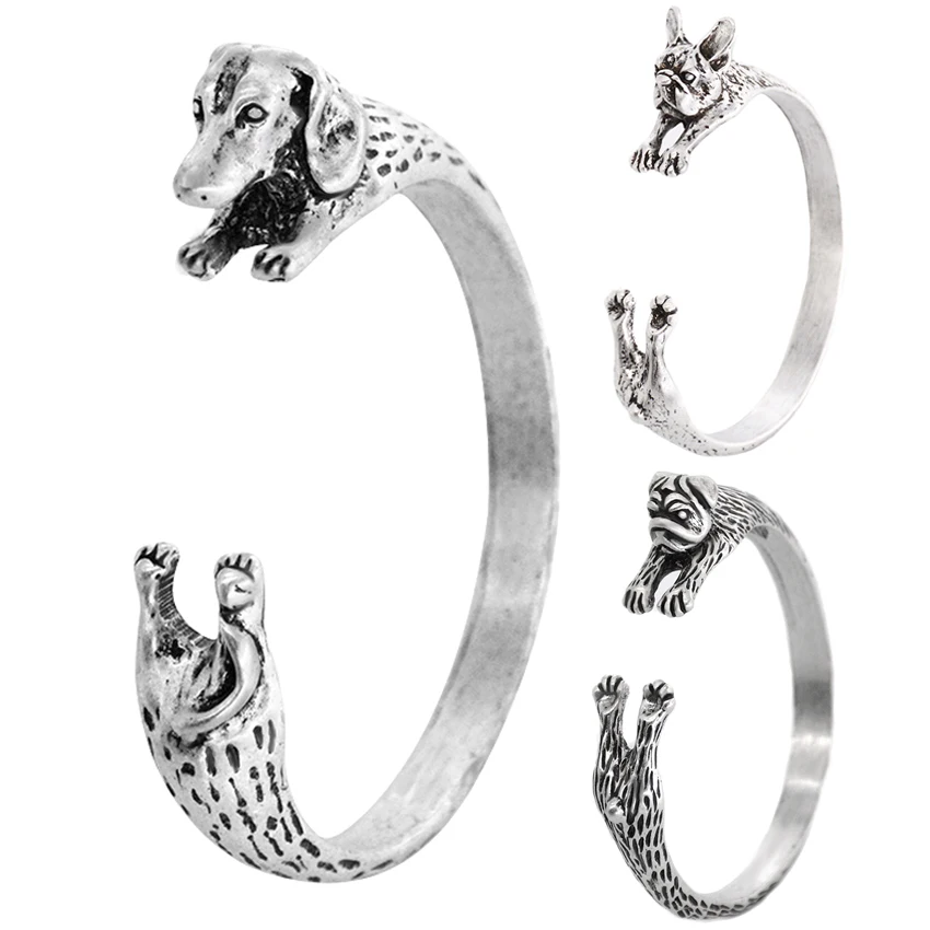 Винтажные милые Французские бульдоги и такса Мопсы браслет с собаками браслеты