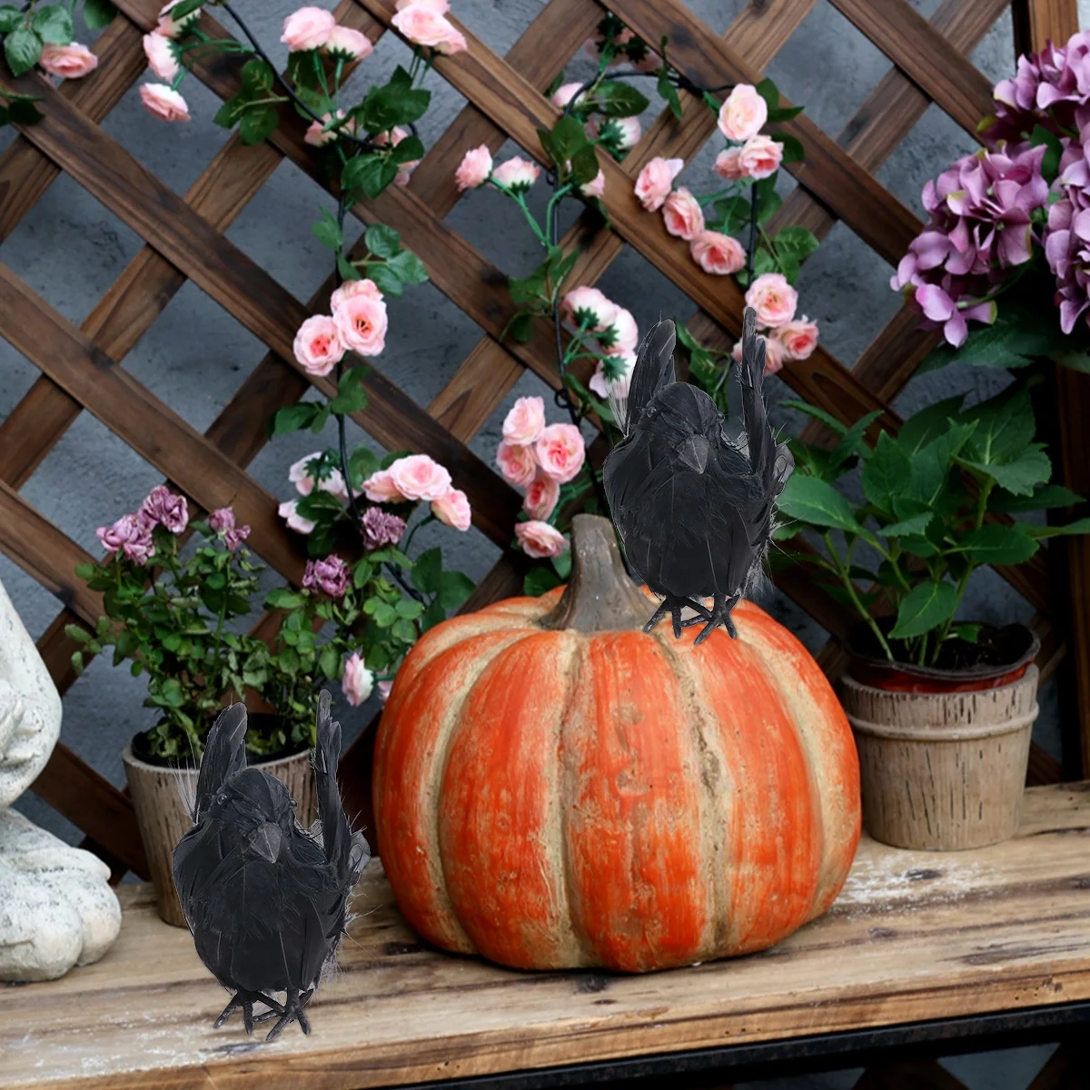 

1pc Halloween Crow Decoration Props Desktop Ornaments Fashionable Decoration Crow Crafts Home Adornment (Black) 2023