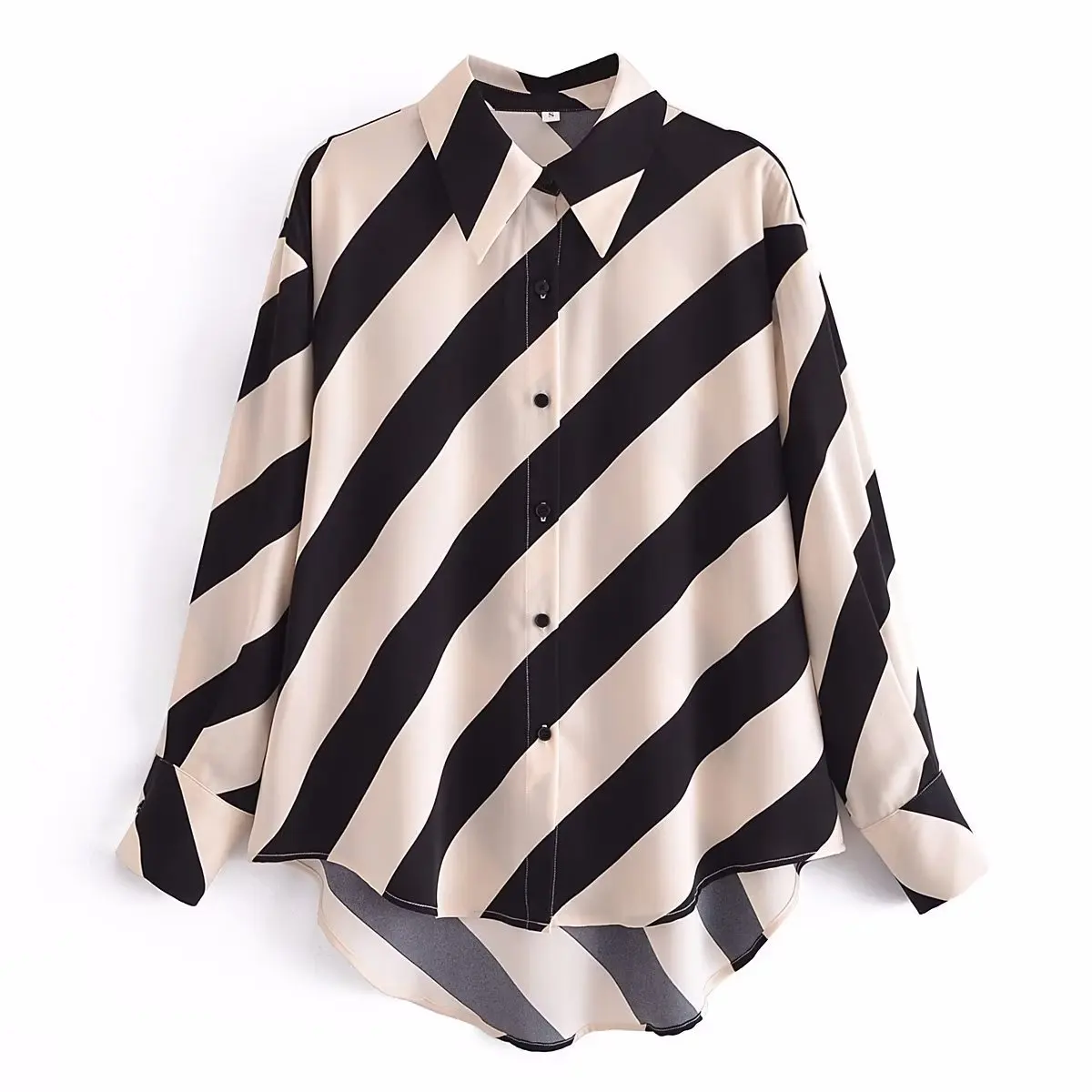 

Loose Double Stripe Long Sleeve Casual Shirt Lady's Contrast Suit Collar Long Sleeve Blazer 2023 Spring Single Breasted Tops