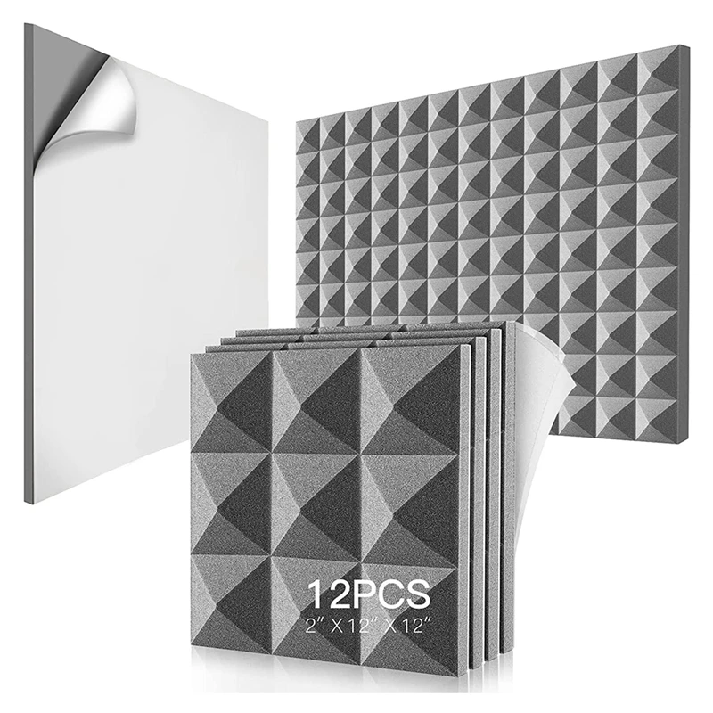 

12 Pack Acoustic Foam Panels,Self-Adhesive Sound Proof Foam Panels,For Wall Decor,Music Studio Bedroom Home,5X30x30cm
