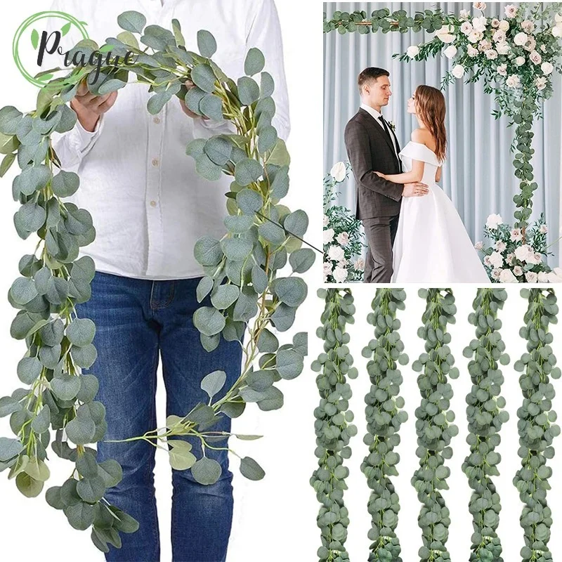 

5/3/1 Packs 6.5 Feet Artificial Eucalyptus Vines Fake Plants Wreath Garland Eucalyptus for Wedding Banquet Garden Home Decora