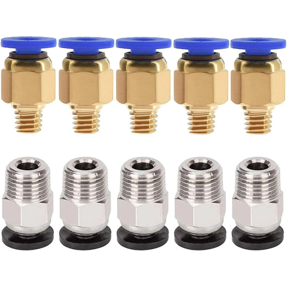 

5PCS PC4-M6 Pneumatic Fitting Push to Connect 5PCS PC4-M10 Straight Quick in Fitting Connectors for 3D Printer Bowden Extruder