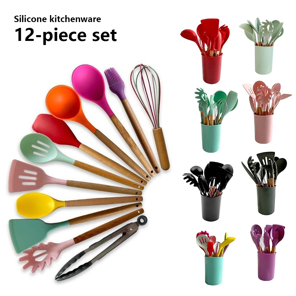 

Silicone Kitchenware Cooking Utensils Heat Resistant Kitchen Non-Stick Cooking Utensils Kitchen Baking Tools with Storage Box