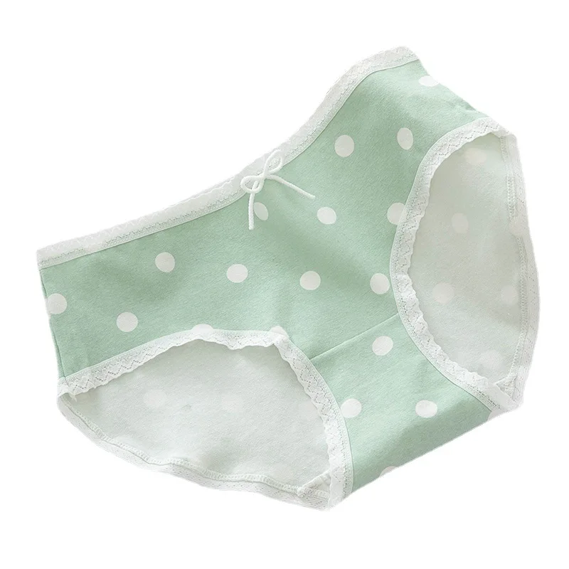 Женские хлопковые трусики в горошек с милым бантом |