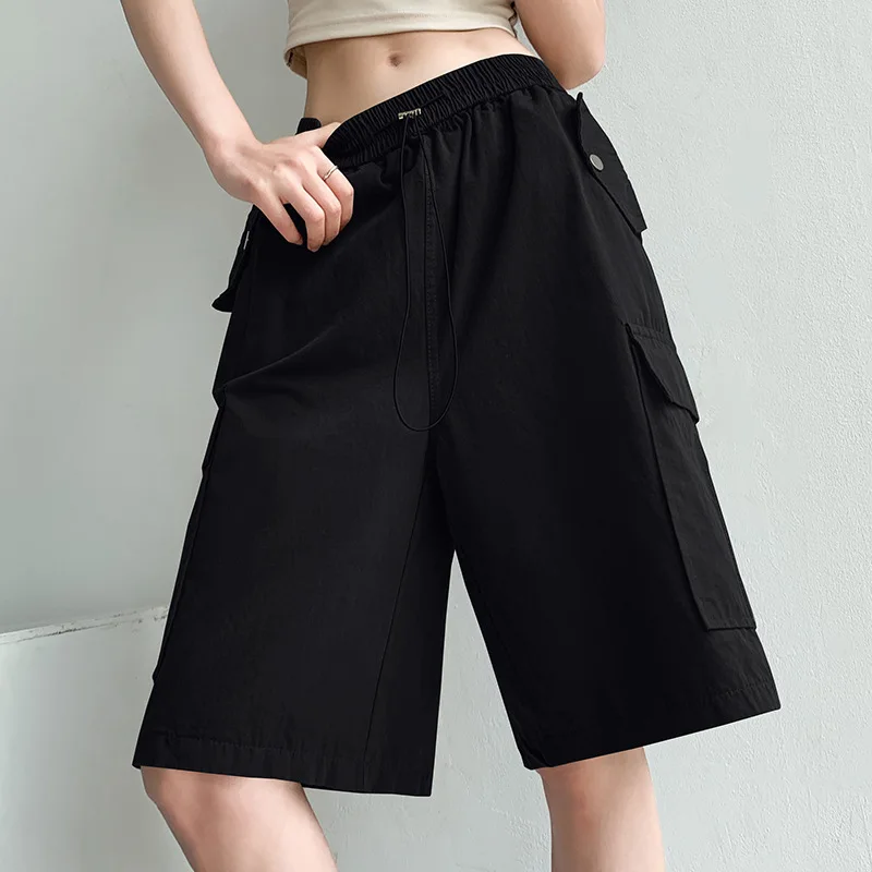 Cargo Shorts Woman 2023 Summer New Arrivals Loose Casual Bottoms With Side Big Pockets Khaki Pink Black Army Green Streetwear