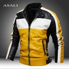 Мужская непродуваемая куртка из искусственной кожи, коричневая мотоциклетная куртка с подкладкой и бархатным воротником-стойкой, повседневная куртка из искусственной кожи ВВС, зима 2022