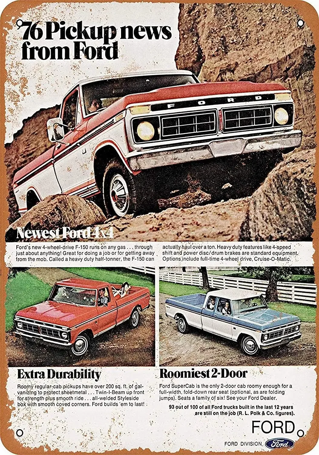 Fsdva 8x12 металлический знак 1976 пикапов Ford Ретро Декор стен для дома