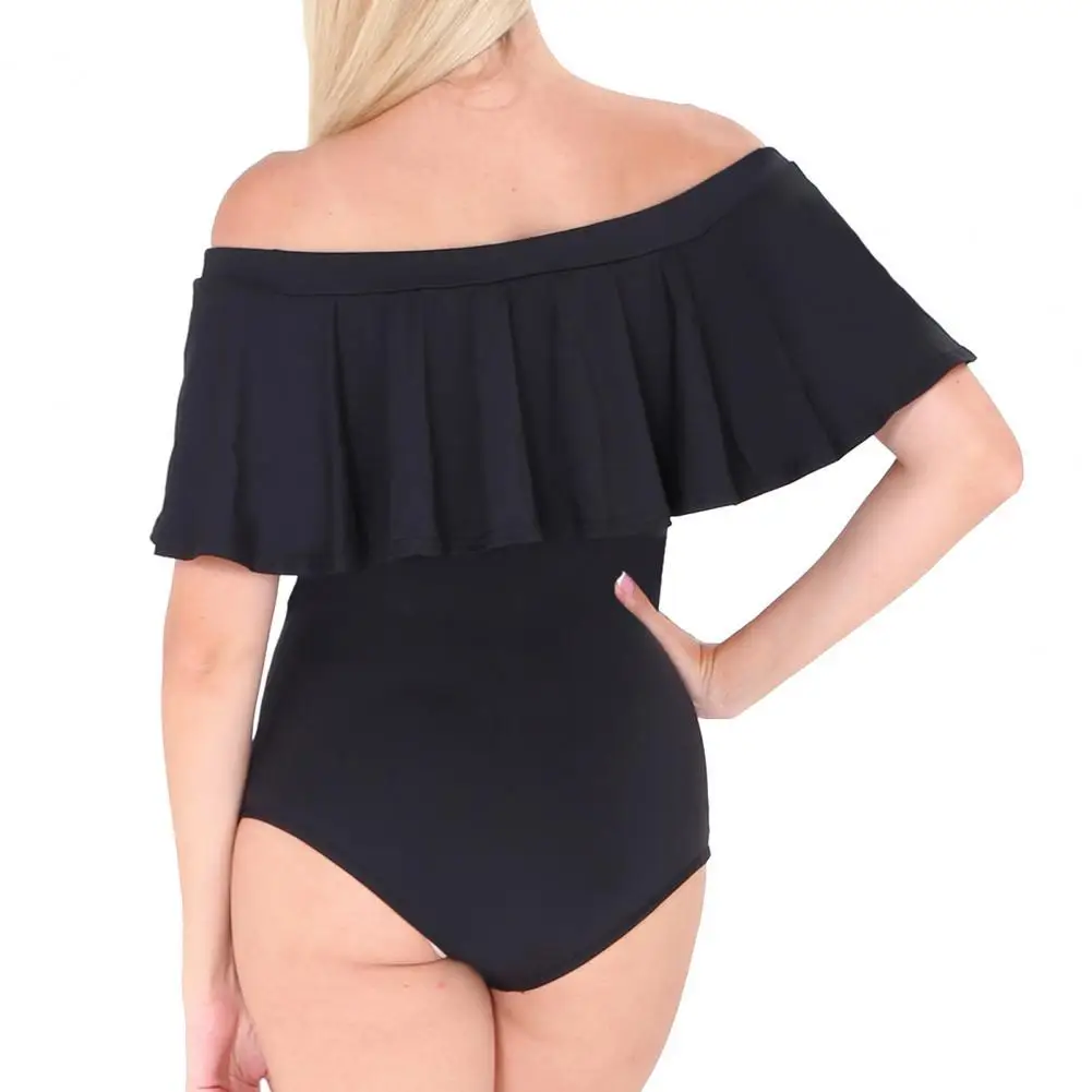 Цельный стильный однотонный бикини с высокой талией женский купальный костюм