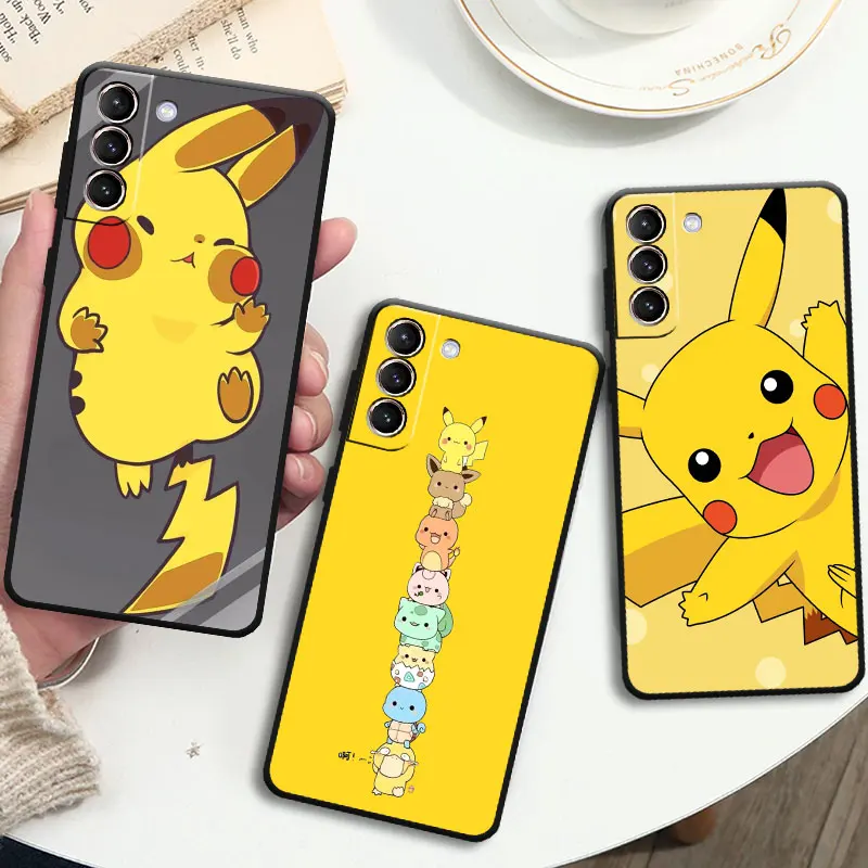 

Милый мультяшный чехол Pikachu для Samsung Galaxy S23, S22, S20, S21, FE, S10 Plus, S23Plus, S21FE, модель, черный чехол для телефона