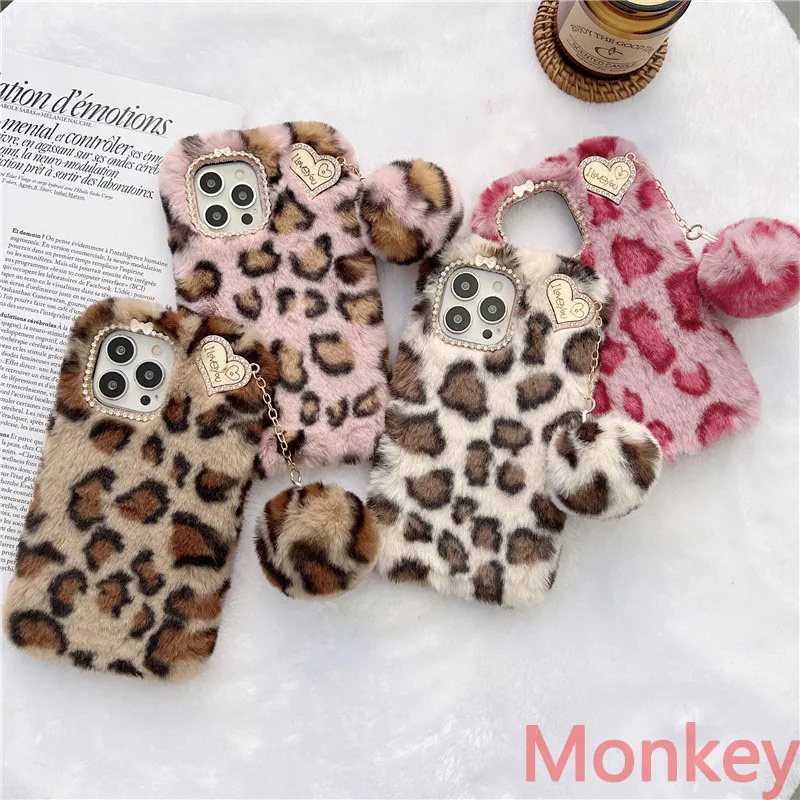 

Leopard Print Phone Case For Samsung A51 A71 A21S A12 S22 S21 Ultra S20FE Note 10 20 A22 A32 A42 A52 A72 Plush Fluffy Back Cover