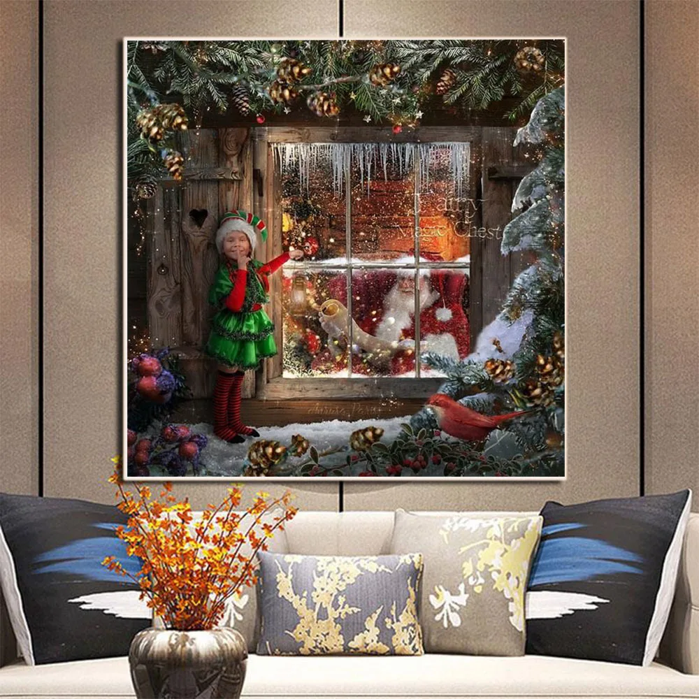 

Christmas Santa Claus Printed Canvas 11CT Cross Stitch DIY Embroidery Set DMC Threads Knitting Handicraft Craft Package