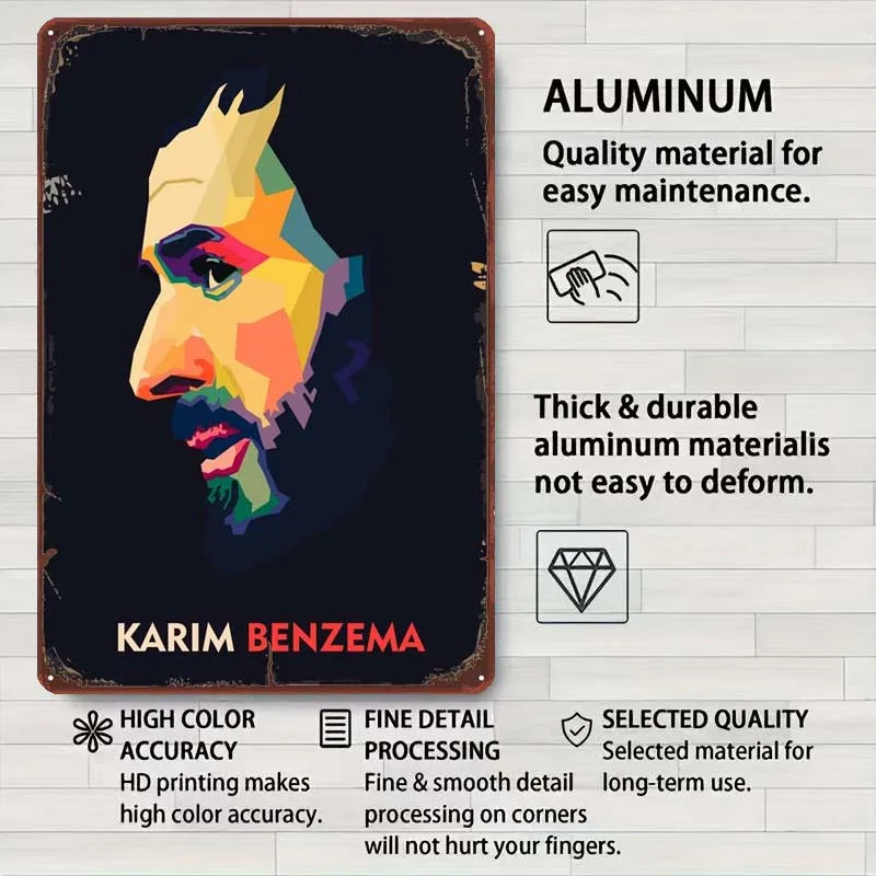 Karim Benzema Wpap Поп-арт Спортивный металлический плакат Вещи для декора комнаты
