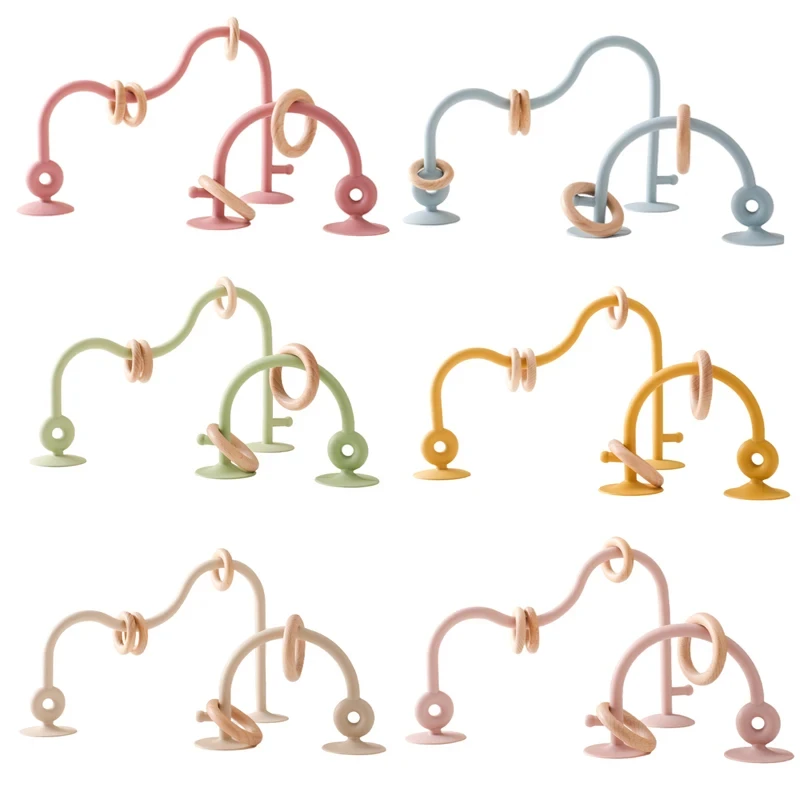 צעצוע תינוק סיליקון צעצועים חינוכיים תינוק מונטסורי מסלול גרירה מבוך עץ גלגל קוסטר חרוז אביזר לתינוק משטח גרירה