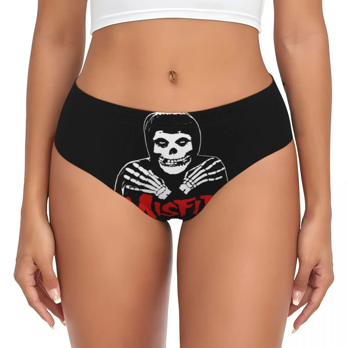 Фото Женские трусики Custom Misfits Horror Punk Rock Band: дышащие, эластичные, для подарка на День святого Валентина №1