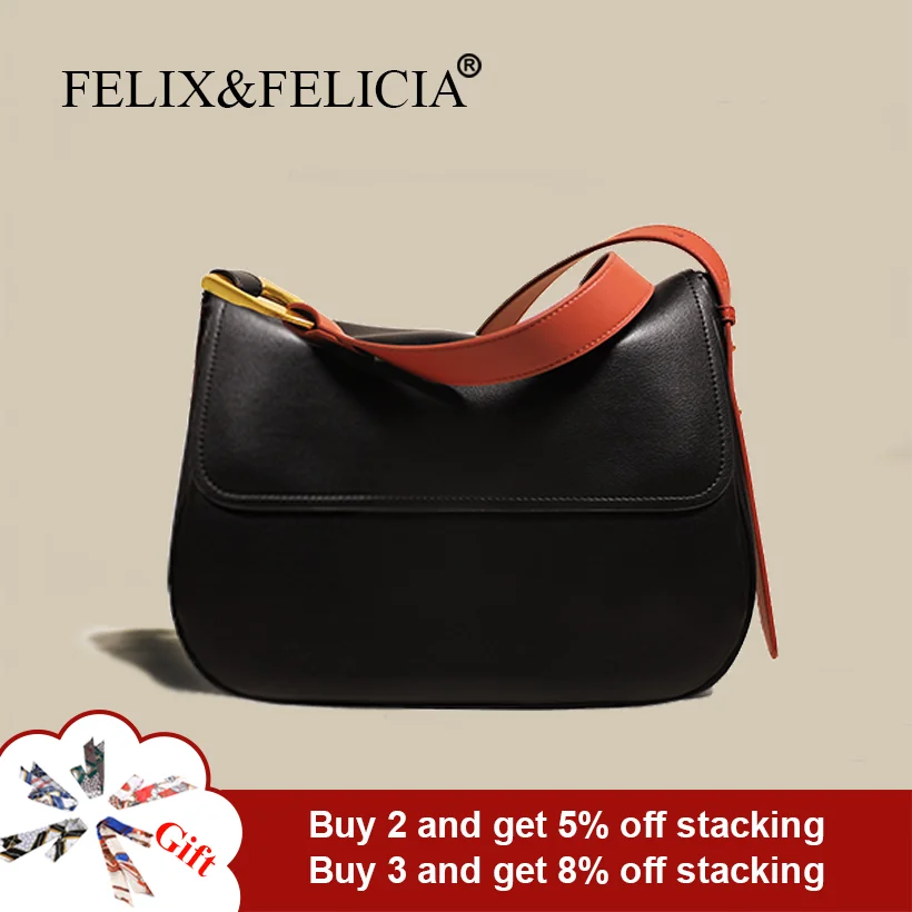 FELIX&FELICIA Factory High Quality Real Leather Crossbody Bags For Women New Fashion Branded Shoulder Big Capacity Messenger Bag