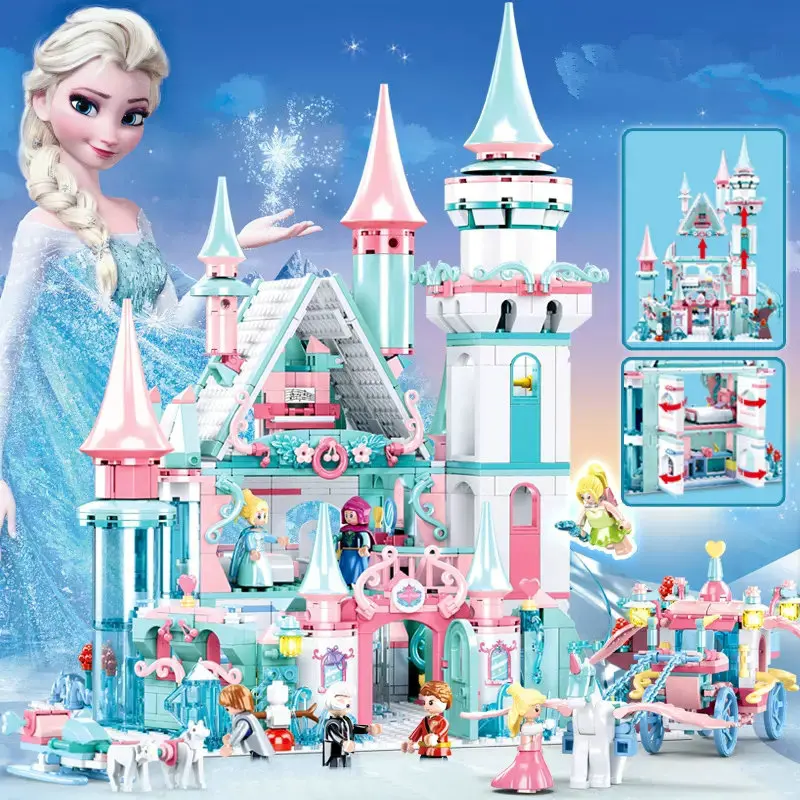 Disney Frozen Dream Princess Elsa Ice Castle Princess Anna Set Building Model Blocks Girl Gifts Toy Garden Compatible With Lego