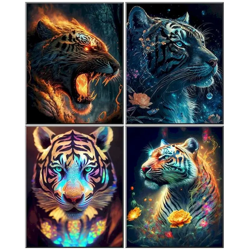 

GATYZTORY Modern Diy Painting By Numbers Frame Illustration Tigers Animals Acrylic Paint By Numbers For Adults Personalized Gift