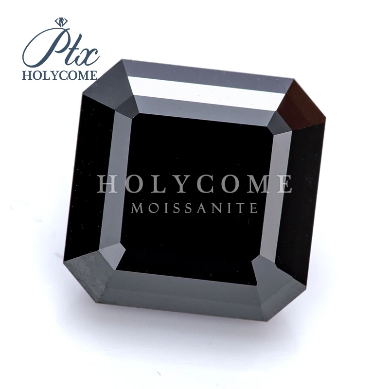 Holycome-piedra preciosa moissanita, negra, cortada, certificada