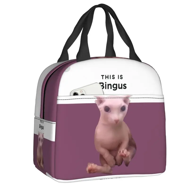 

Это Bingus, портативные Ланч-боксы, Женская многофункциональная Термосумка с милым сфинксом и кошкой, изолированная пищевая сумка для ланча, д...