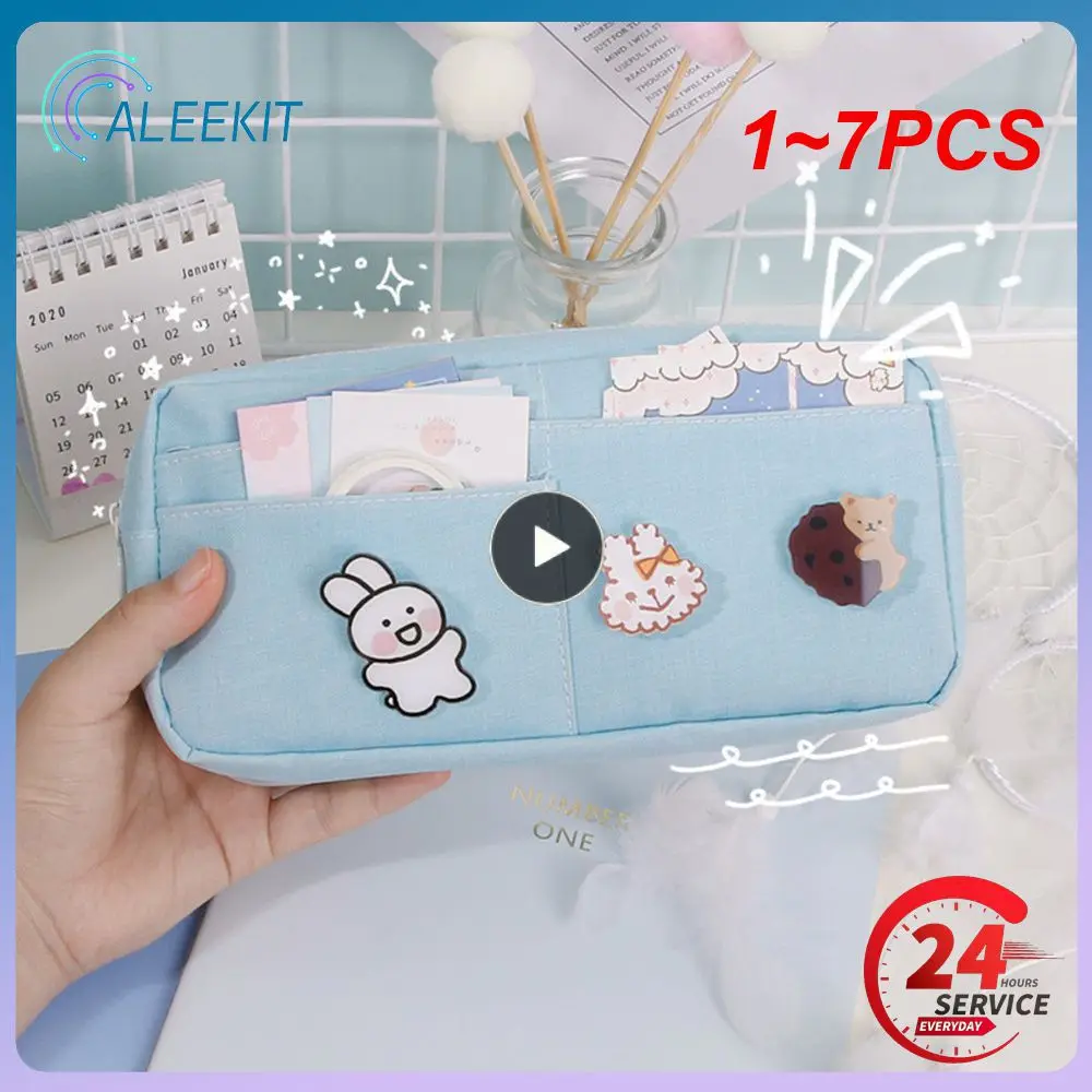 Case Cute Animal Badge Pink Pencilcases Large School Pencil 