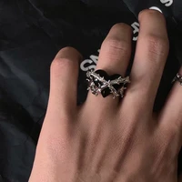 fashion creative punk gothic thorns love heart rings vintage opened couple rings for women party jewelry engagement wedding gift