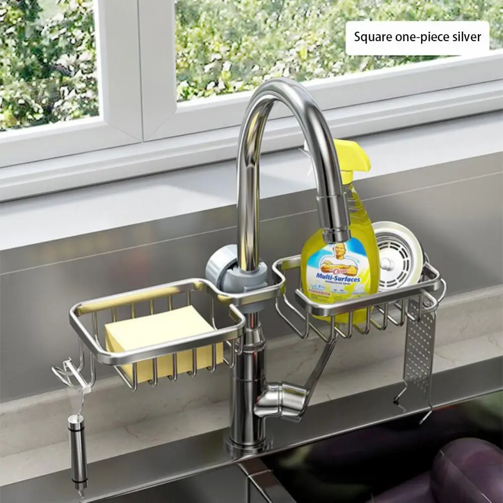 

Space Aluminum Sink Drain Rack Shampoo Tray Stand For Faucet Towel Pool Wall Adjustable Soap Drainer Shelf Basket Drainage Shelf