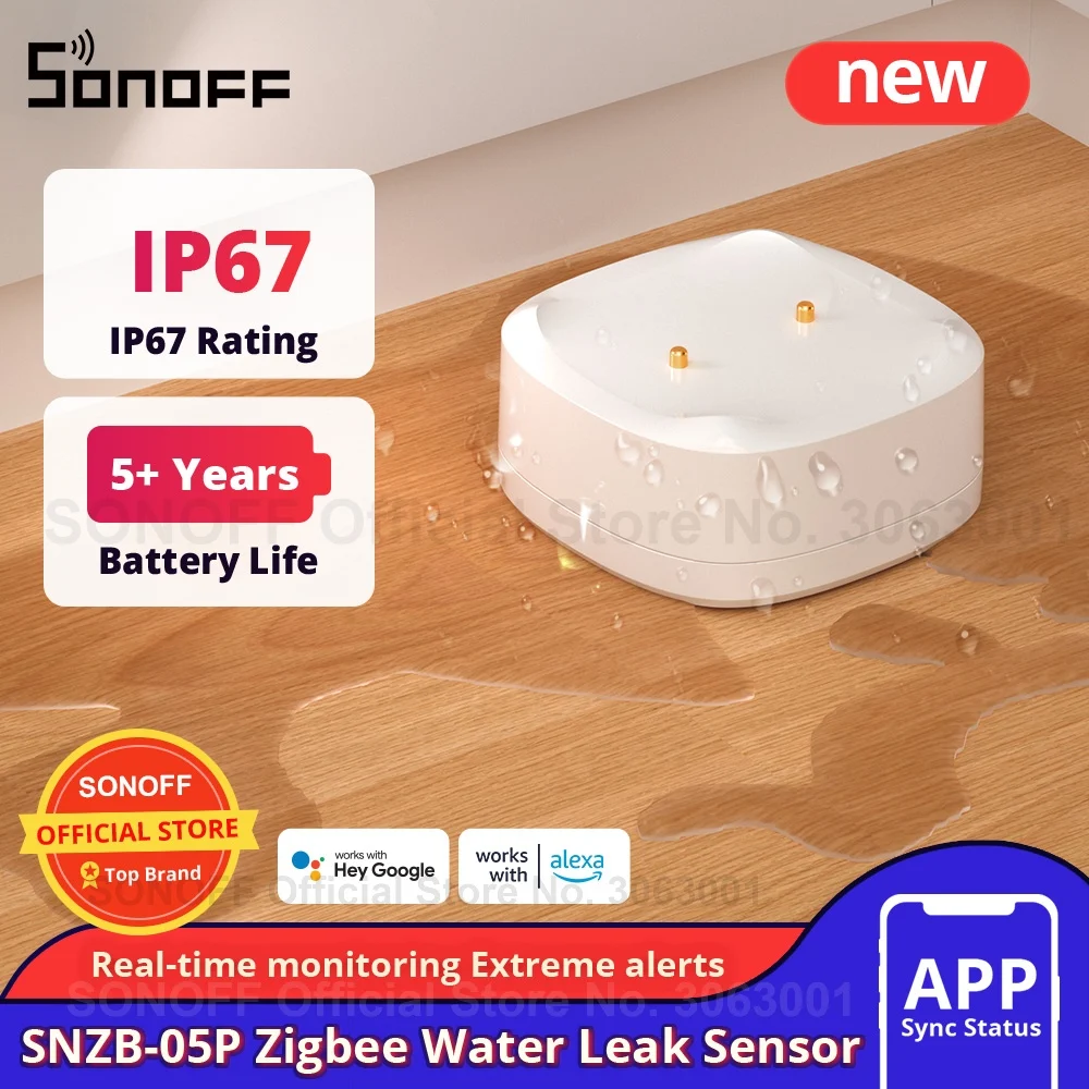 SONOFF SNZB-05P Zigbee 3.0 Детектор утечки воды 5-летний срок службы IP67 Водонепроницаемый