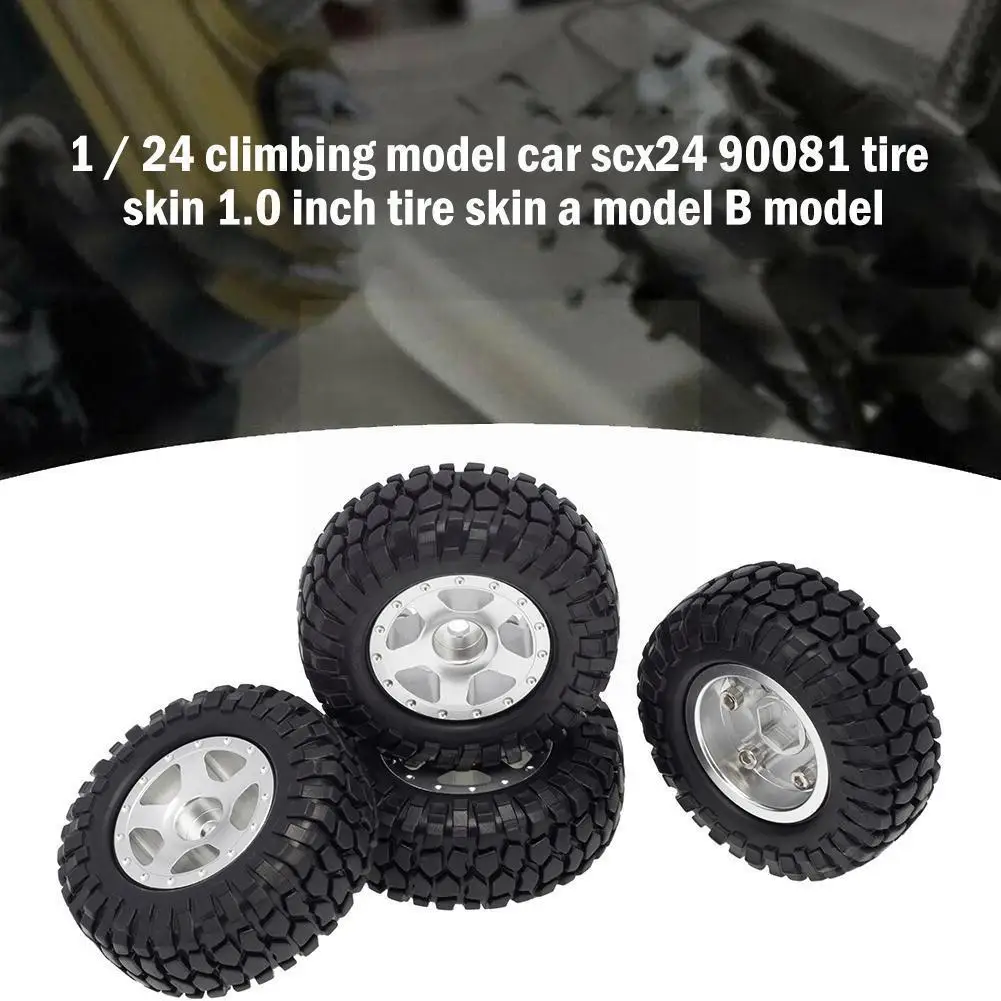 

4pc 1.0" Beadlock 52*17mm Cnc Wheel Rims Tires Set For 1/24 Rc Crawler Car Axial Scx24 90081 Axi00001 Axi00002 Axi00001 Axi Z1a3