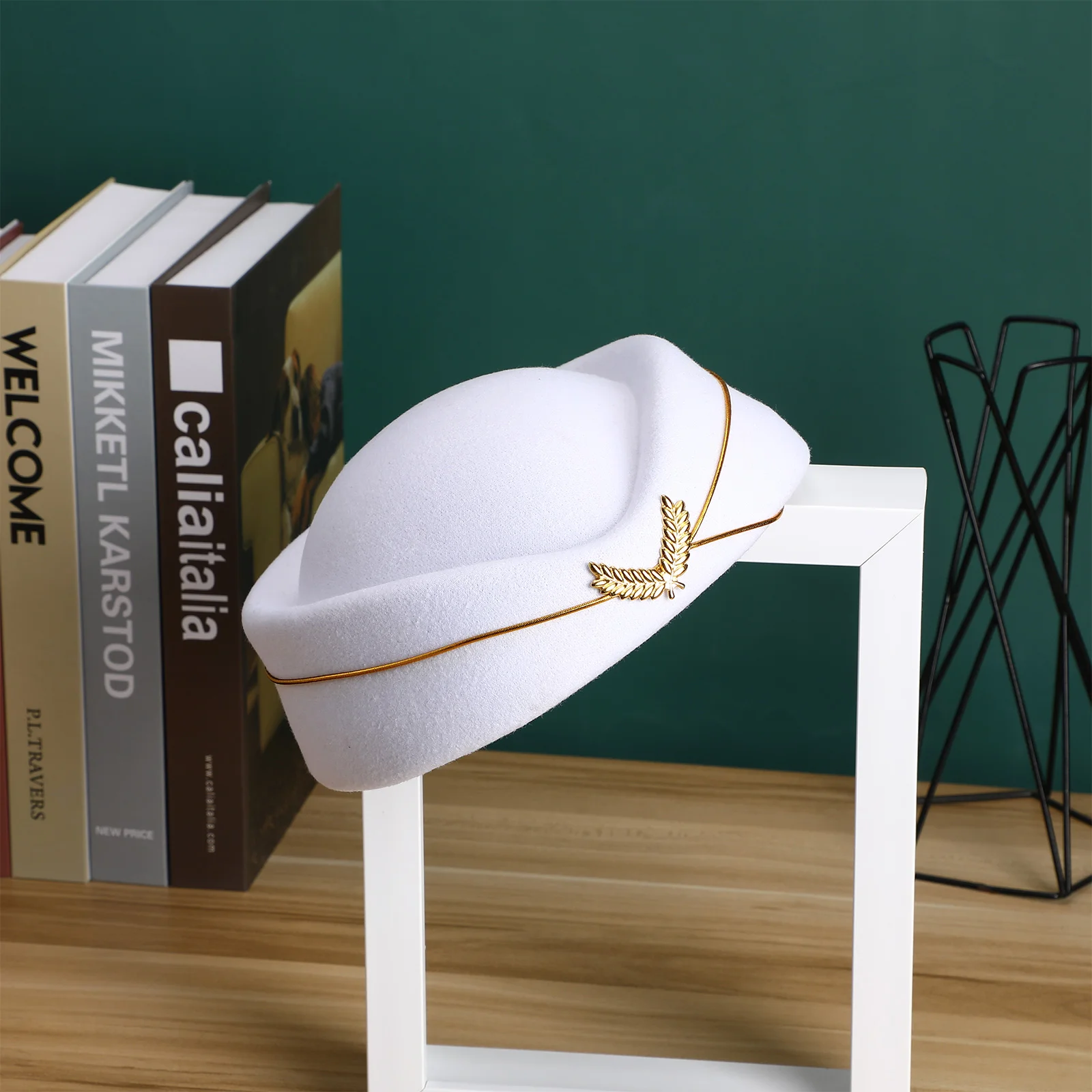 

Stewardess Hat Airline Stewardess Cap Uniform Plane Stewardess Cap Stage Perform Women Ladies Cap Beige