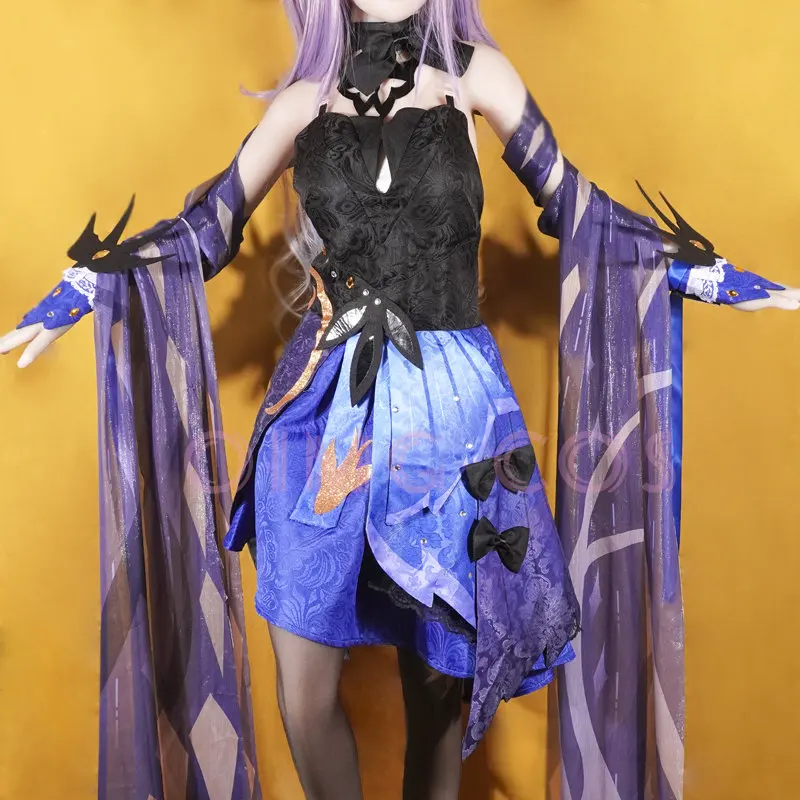 

Opulent Splendor Keqing Cosplay Costume Genshin Impact Uniform Wig Anime Chinese Style Halloween Costumes Game New Skin