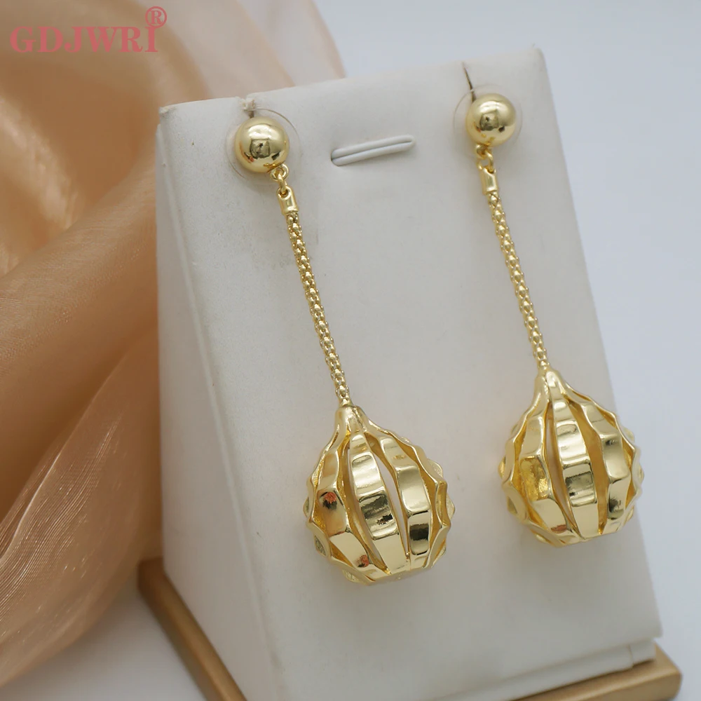 

2022 Long Hollow Ball Earings For Women Tassel Big Drop Earrings High Quality Copper Fashion Jewelry Set For Wedding Party Gift