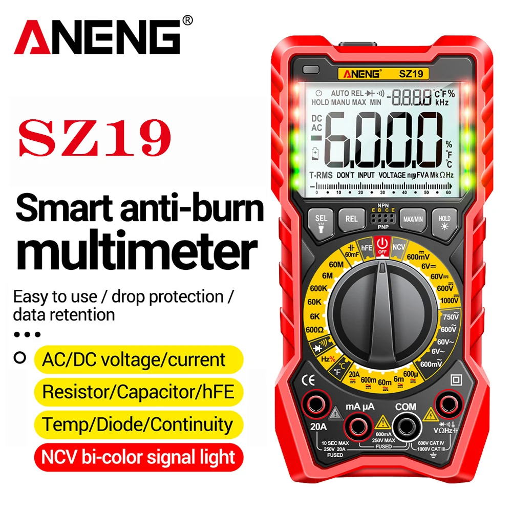 

ANENG SZ19 Professional Digital Multimeter 6000 Counts Multimetro Avometer Transistor Tester Capacitor Profissional Lcr Meter