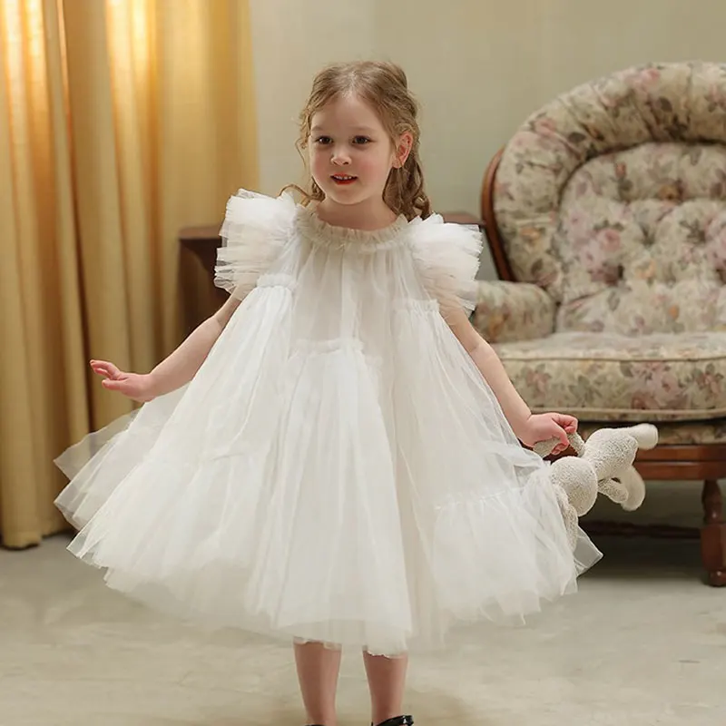 For Girls Summer Princess Dress Baby Yarn Puffy Vestido Chil