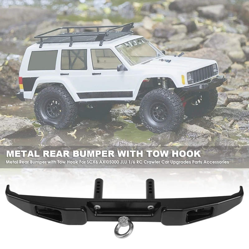 

FBIL-Metal Rear Bumper With Tow Hook For Axial SCX6 AXI05000 JEEP JLU 1/6 RC Crawler Car Upgrades Parts Accessories