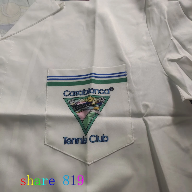 Colorful Stripe Mountain Stadium Print Casablanca Tennis Club Shorts Shirt Set Summer Men Women Hip Hop Hawaii Beach Suit