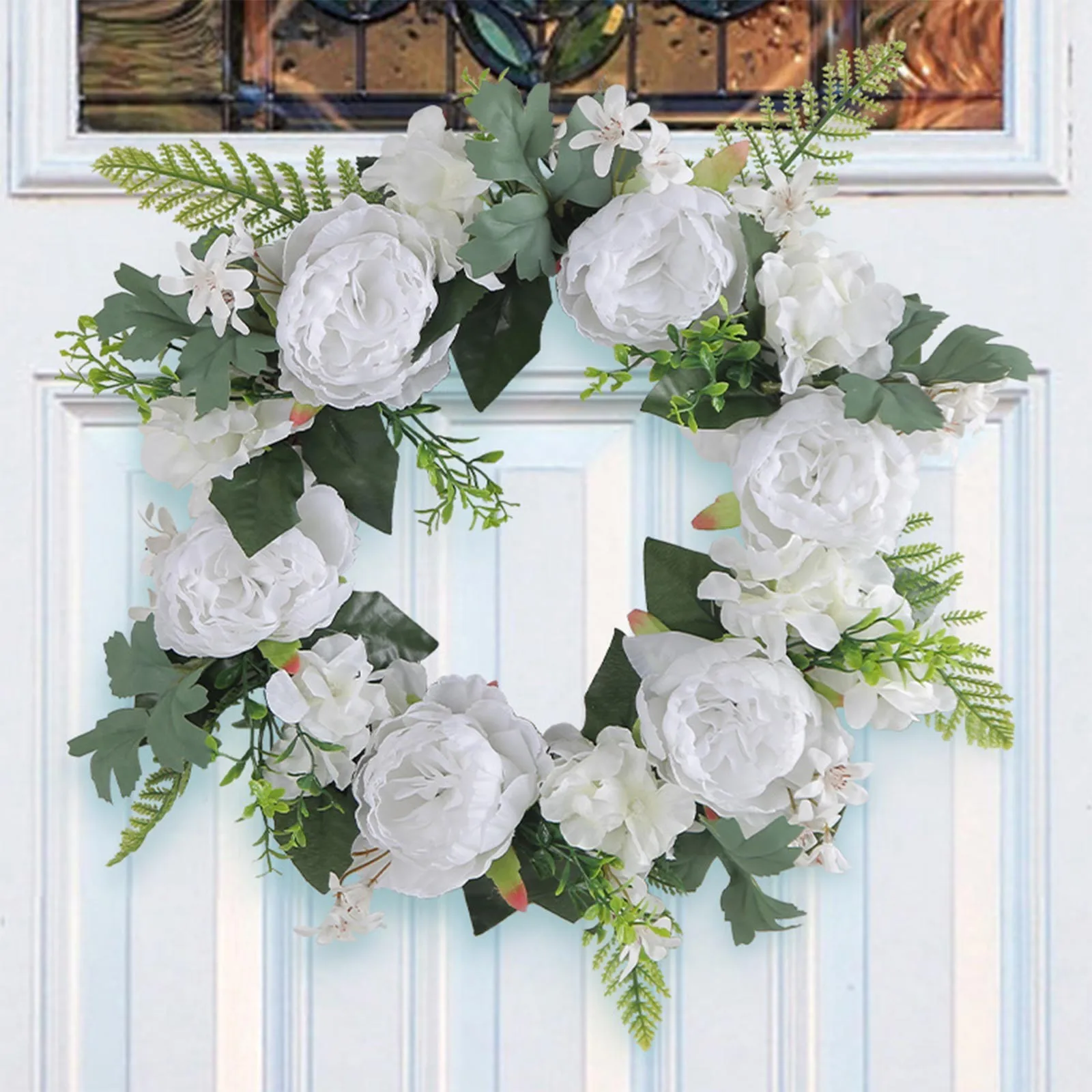 

Вешалки для дверей, искусственные кухонные венки, мертвой ветви, белый венок, подвесное украшение, праздничная имитация цветов из ротанга