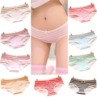 women anime fashion cute pink underwear stripes bow cotton briefs panties soft breathable underwear thongs