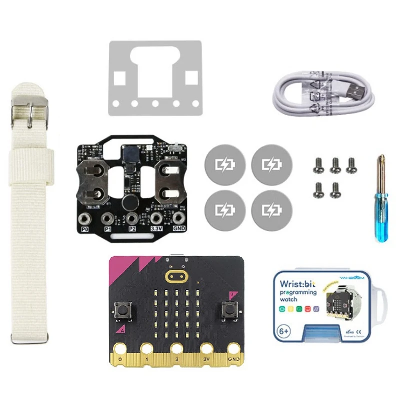 

Пригодный для носки комплект часов BBC Micro: совместим с платой Microbit V2, микрофоном, сенсорным микрофоном, программирующим обучением «сделай са...