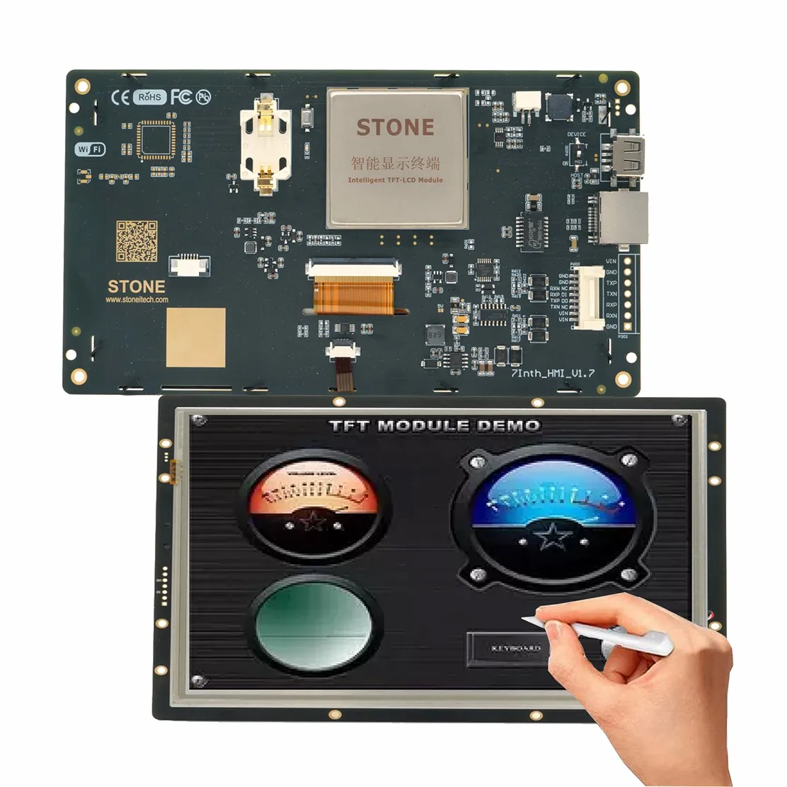 SCBRHMI 7 Inch LCD-TFT HMI Display Resistive Touch Panel Module Intelligent Series RGB 65K Color With Enclosure