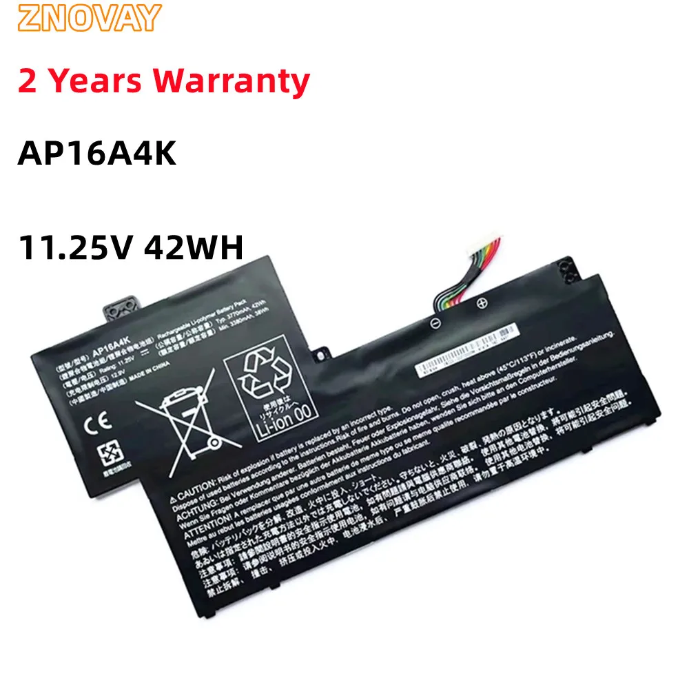 

ZNOVAY AP16A4K 11.25V 42WH 3770mAh Laptop Battery For Acer Swift ASPIRE 11 AO1-132 SF113-31-P865 SF11 NE132 N16Q9 KT.00304.003