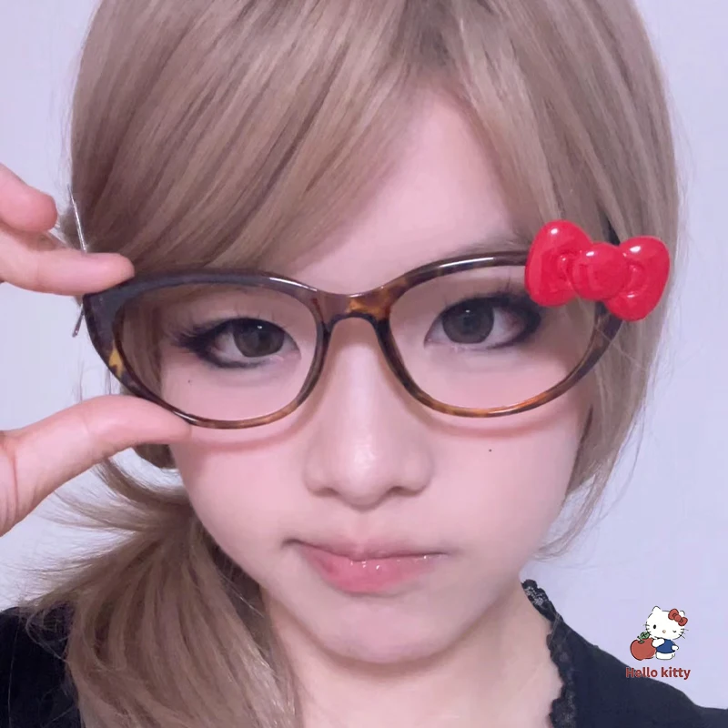 Ретро-очки Hello Kitty Y2K с плоским искусственным рисунком аниме Kawaii оправа для очков