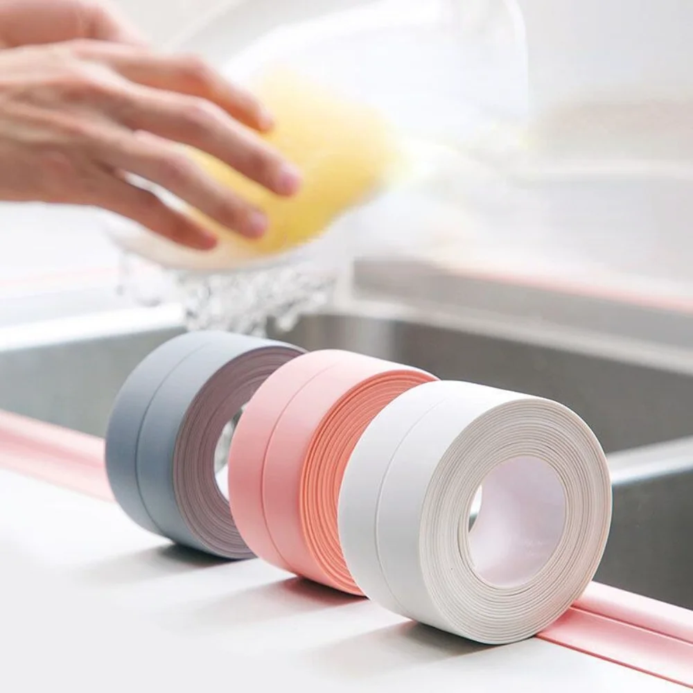 

Kitchen and Bathroom Sealant Sink Sealing Tape Strip Bath Shower Seal Strips Caulk Adhesive Tapes PVC Waterproof Wall Sticker